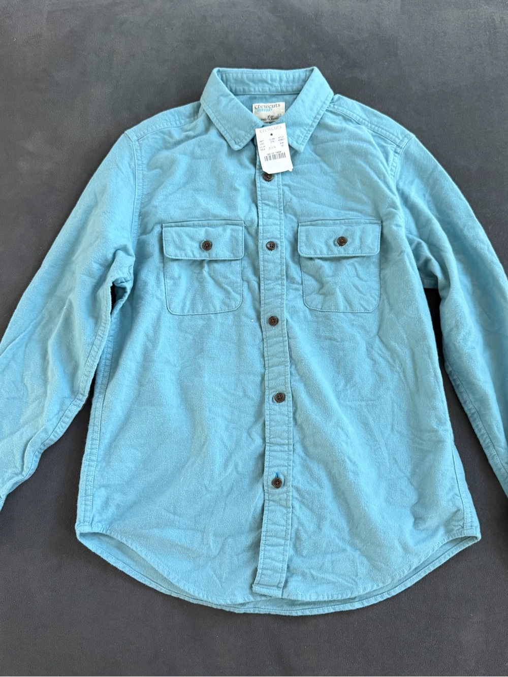 Crewcuts Light Teal Blue brushed Soft Button-Down Shirt